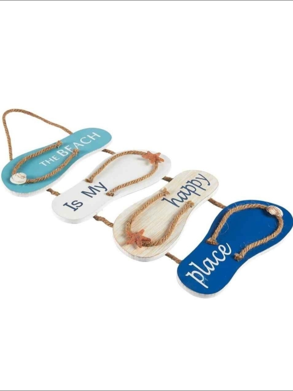Beach Flip-Flop Wall Hanging Sign in Blue, White, Teal